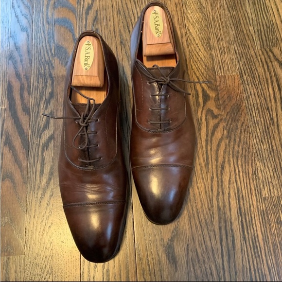 Santoni Men’s Brown Leather Oxford Size 9.5D - Picture 3 of 8